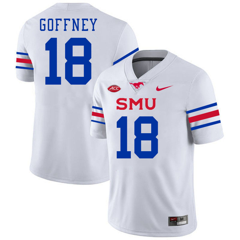SMU Mustangs #18 Dylan Goffney Jersey College Football Uniforms-White